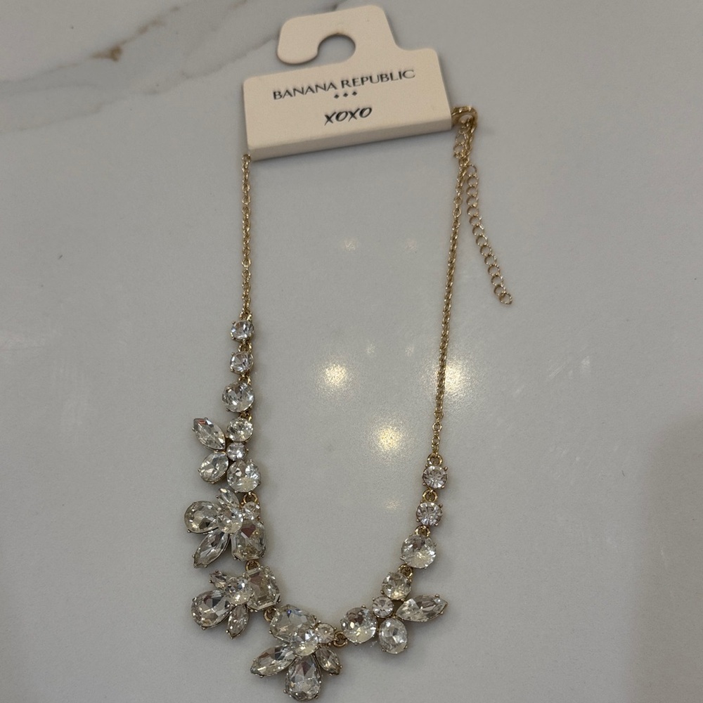 Banana Republic Gold Necklace with Crystal Accents